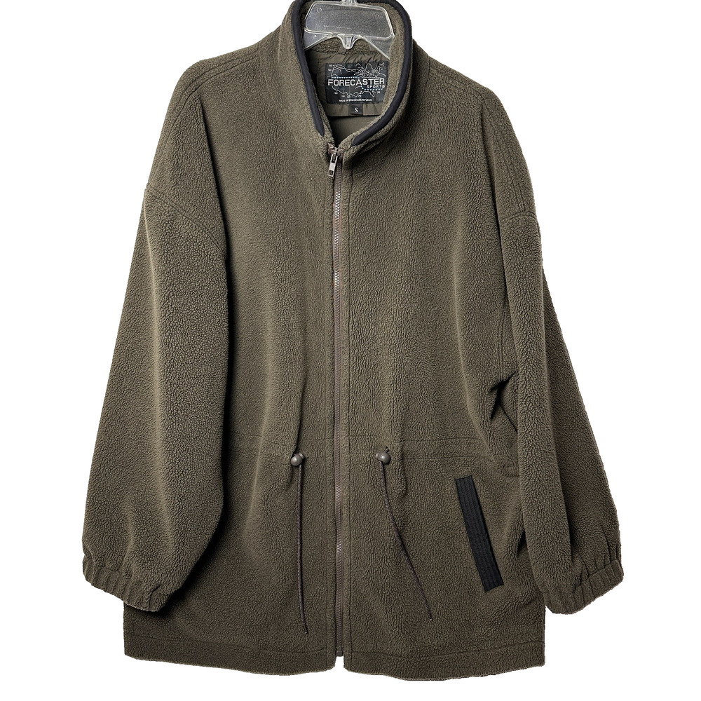 Vtg Forecaster Olive Green Shaggy Fleece Jacket Oversized Zip Front Lined 90s S‎